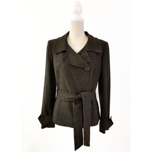 JULIO Woman Tweed Jacket Belted Pea Coat Medium 8